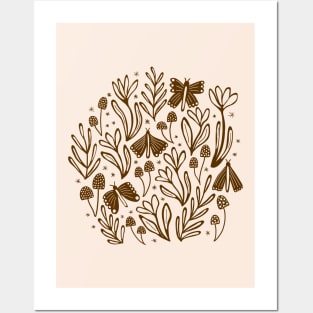 Enchanted woodland in brown Posters and Art